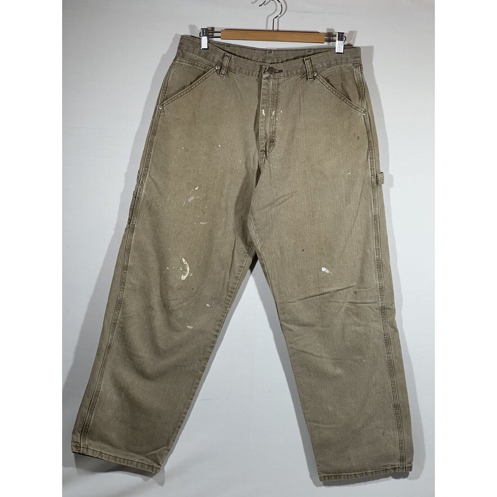 Wrangler Carpenter‎ Pants Mens 34x30 Tan Paint Splatter Work Pants